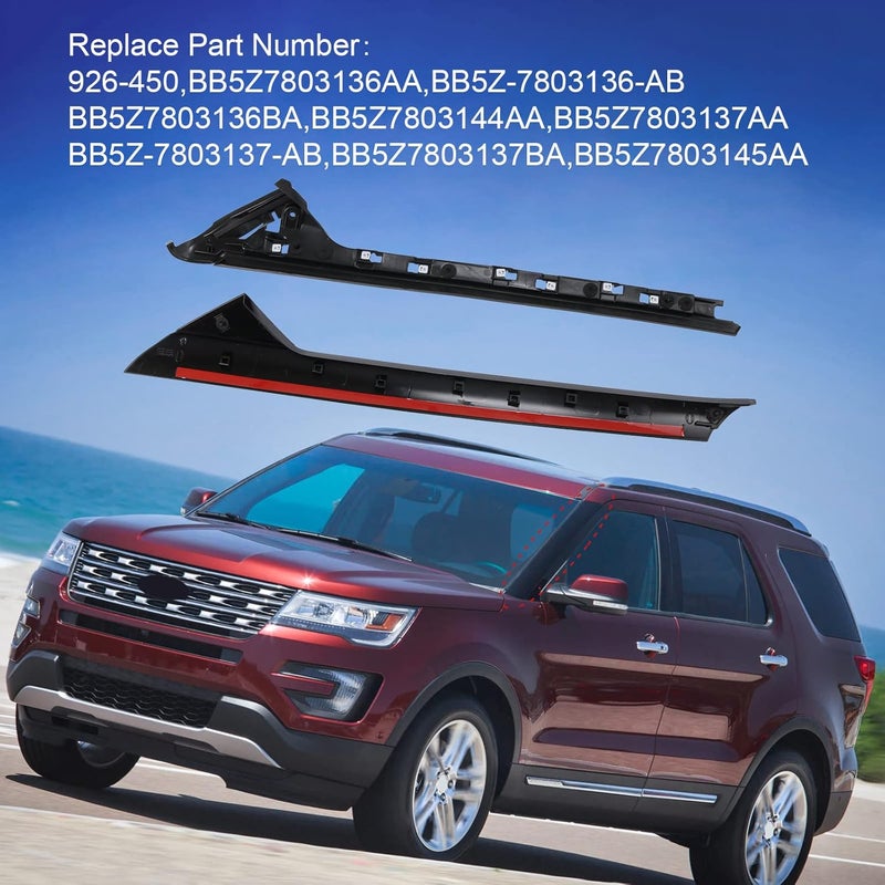 CARMOCAR A-Pillar Front Molding Windshield Trim Left Outer & Inner Replacement for 2011-2019 Ford Explorer 926-450 BB5Z7803136AA BB5Z-7803136-AB BB5Z7803136BA BB5Z7803144AA(Driver Side) - Image 4